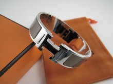 Hermes Brown Enamel Clic H Bracelet Narrow Width (18mm) In Silver
